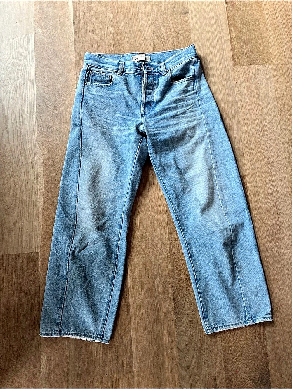 Madewell Pieced Barrel-Leg Jeans Blue Waist 24P